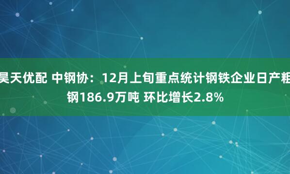 昊天优配 中钢协：12月上旬重点统计钢铁企业日产粗钢186.9万吨 环比增长2.8%